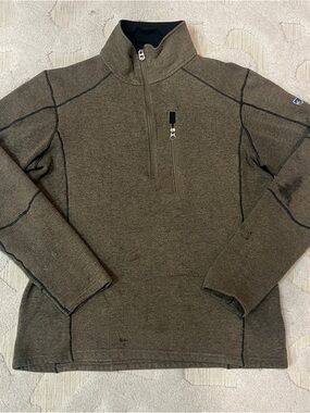Kuhl Pullover Mens Medium Interceptr Fleece 1/4 Zip Outdoor Performance Oatmeal
